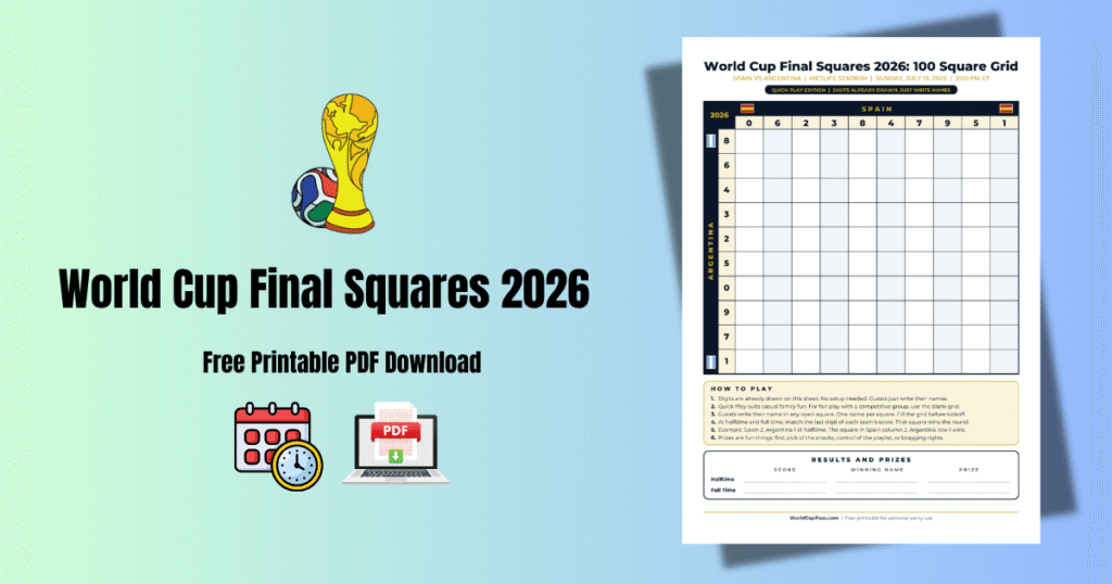 World Cup Final Squares Template