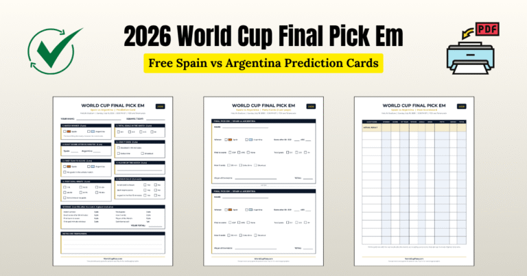 2026 World Cup Final Pick'em & Prediction Cards (Printable PDF)