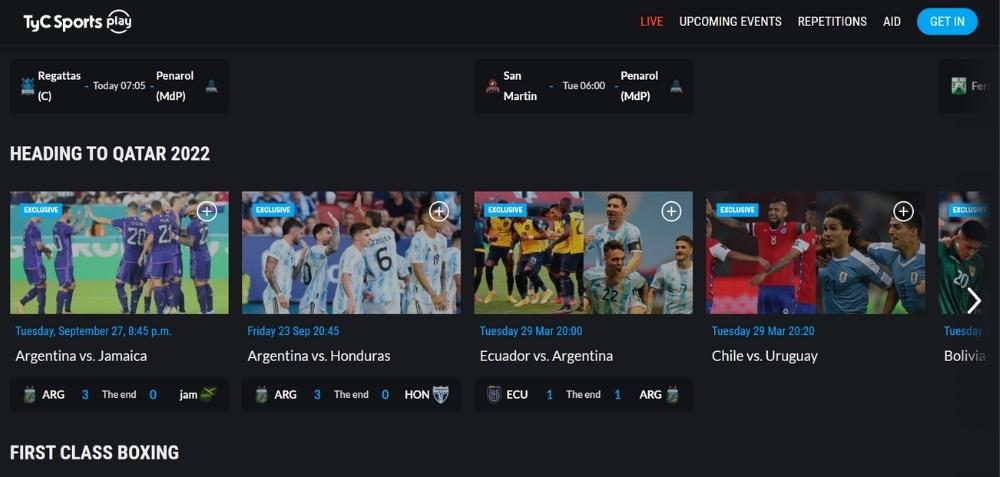 watch fifa world cup on TyC Sports play