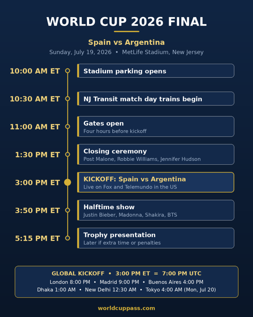 World Cup 2026 Final Match Day Timeline